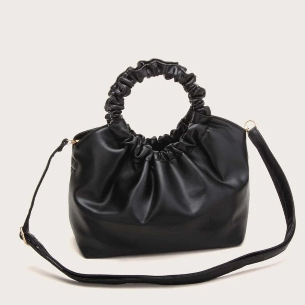 Black scrunchy handbag