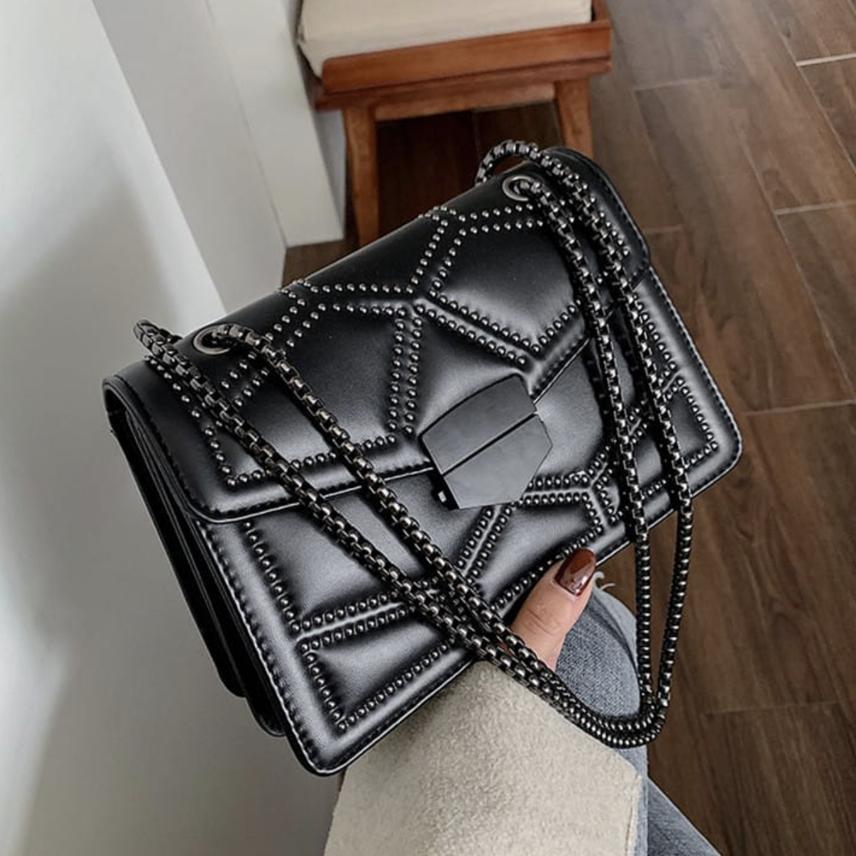 Rivet fashion satchel