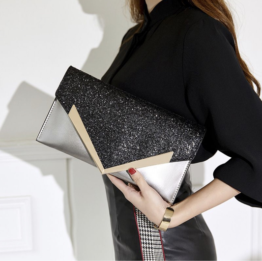 Sequin envelope clutch
