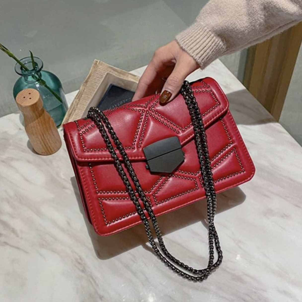 Rivet fashion satchel