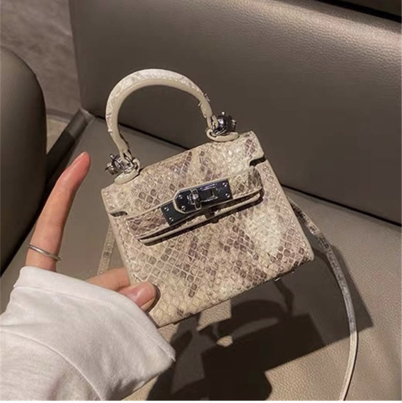 Mini fashion snake print and Black bag