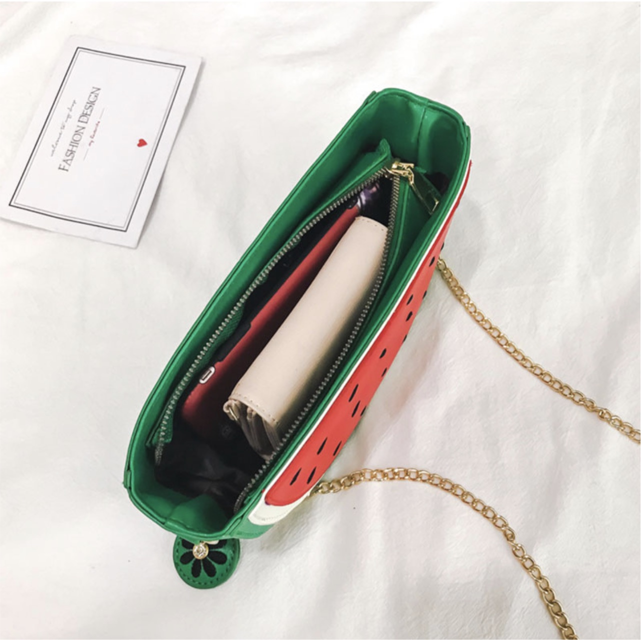 Watermelon and lemon shoulder bag.