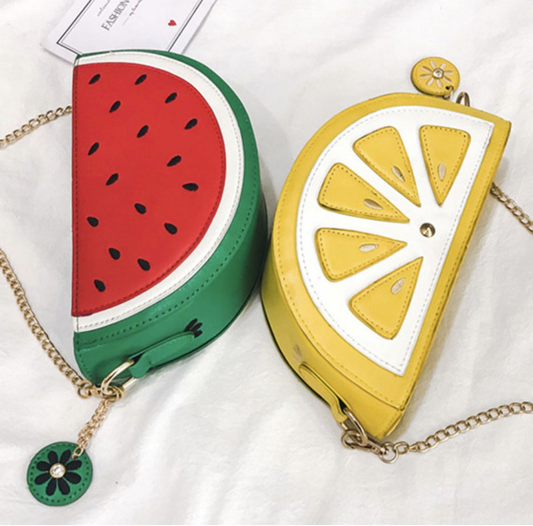 Watermelon and lemon shoulder bag.