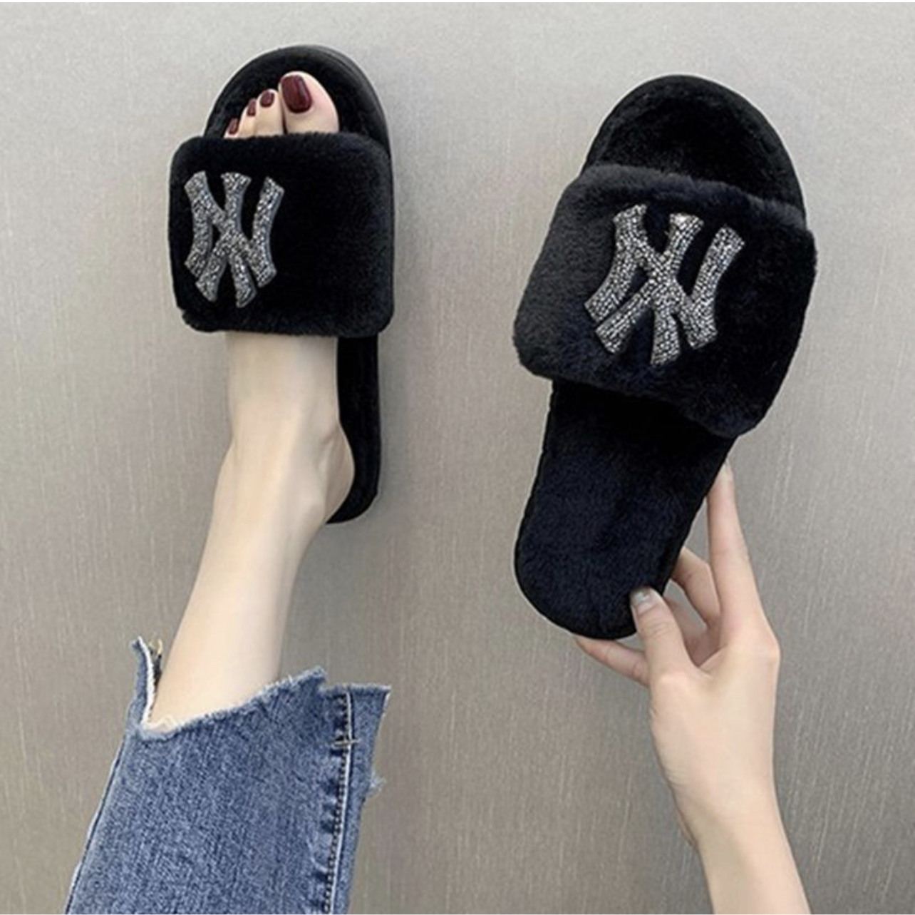 Fluffy NY slippers